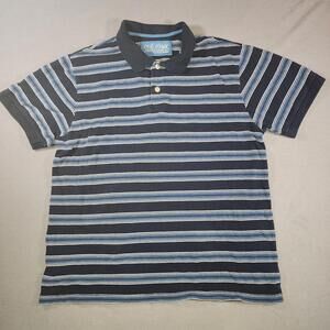 Old Navy Mens Polo Shirt Blue White Striped‎ Short Sleeve XL